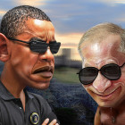 Obama versus Putin Cartoon